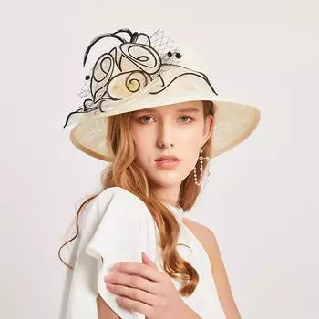 Летняя женская шляпа-ведро с широкими полями, шляпа-ведро с широкими полями, женская шляпа-ведро с кружевными цветами, Кентукки Дерби, складная кепка от солнца