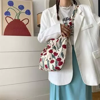 Летняя сумка через плечо большой вместимости для поездок на работу, женская, новая, для студентов колледжей, холщовая сумка, сумка через плечо, сумка через подмышку