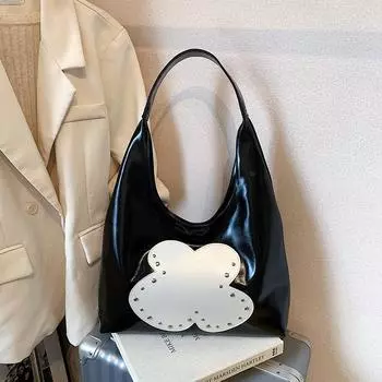 Summer large-capacity tote bag women s 2025 new fashion silver shoulder armpit bag чёрный