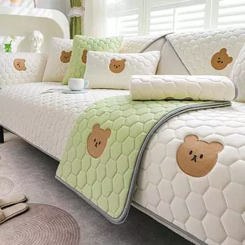 Летняя латексная подушка для дивана Ice Silk с рисунком медведя, нескользящий чехол для дивана, прохладный дышащий летний чехол для дивана 70*70cm