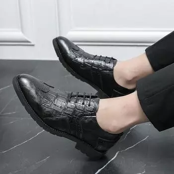 Summer leather shoes men s business casual shoes men s height increase breathable soft sole soft leather non-slip shoes for the elderly 38 чёрный