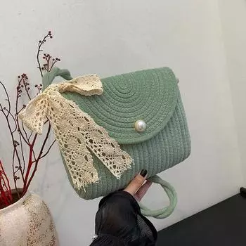 Summer literary and pastoral style woven straw bag hand-held envelope bag women s new mobile phone messenger bag хаки