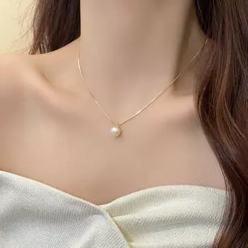 Summer Little Star Pearl Pendant Silver Necklace for Women 2025 New Arrival Fancy Light Luxury Minority Clavicle Chain Jewelry Single pearl necklace