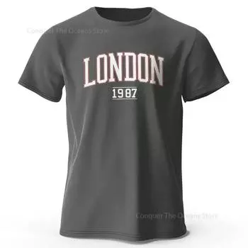 Summer London 1987 Vintage Men s T-shirt Cotton Print Oversize Tees Oversize Short Sleeve Women High Quality Sportswear Tops S