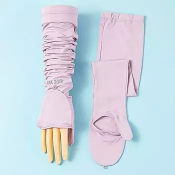 Summer Long Sun Protection Gloves Women s Thin Viscose Fiber Oversleeve Arm Guard Cycling and Driving Outdoor Flip Buckle Finger Sleeves Men Pocket button Long gloves Taro purple One size