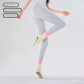 Summer Long Yoga Socks Yoga Long Socks Non Slip Professional Female Pilates Fitness Sports Indoor Knee Socks Adult [1 pair of experience outfit] Lotus Pink White