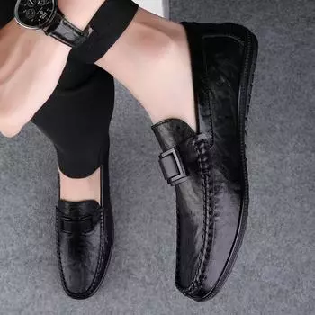 Summer Luxury Brand Men Casual Shoes Soft 2024 New Leather Mens Loafers Moccasins Italian Designer Breathable Slip on Boat Shoes 37