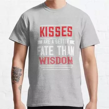 Summer Men Fashion Casual Short Sleeves Kisses Fate Black Tees Oversized T-shirts S серый