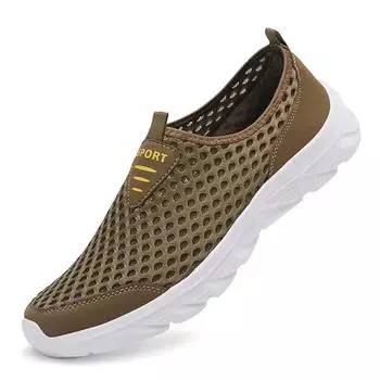 Summer Men Mesh Hollow Casual Cool Shoes Light Soft Loafers Lazy Walking Trainers Male Sneaker Tenis Masculino Zapatillas Hombre 38