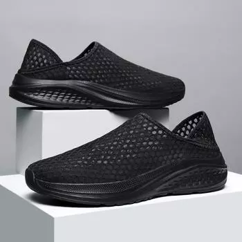 Summer Men Running Shoes Hollow Mesh Shoes Soft Sole Thick Base Single Network Thin Mesh Shoes Man Casual Sports Plus Size 36-48 36