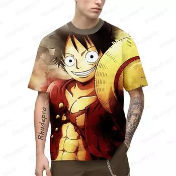 Summer Men s Anime Cosplay Monkey D. Luffy 3D Printing Role Play Women s And Children s Street T-shirts Unisex Large Top S