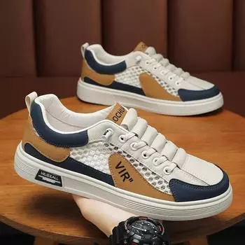 Summer Men s Breathable Casual Shoes Fashion Versatile Lightweight Platform Sneakers Loafers Outdoor Non Slip Hiking Shoes Tenis 39 бежевый