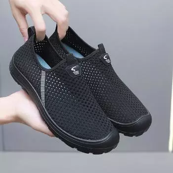 Summer Men’s Breathable Mesh Shoes Casual Fashion Lightweight Sneakers Soft Comfortable Simple Non-slip Walking Shoes for Male 38 чёрный