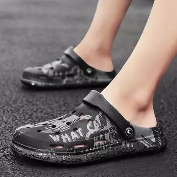 Summer Men S Camouflage Surface Hole Shoes Seaside Big Head Shoes Eva Garden Shoes Platform Rain Shoes Bag Head Light And Non-Slip 45