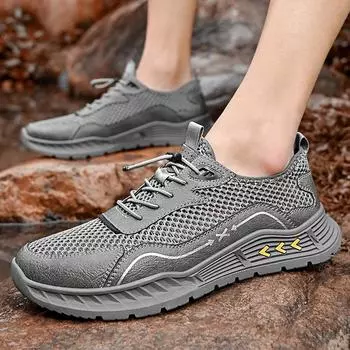 Летние мужские повседневные сетчатые туфли, сандалии, дышащие сандалии ручной работы 39 серый