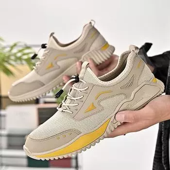 Summer Men s Casual Shoes Outdoor Breathable Mesh Men Shoes Fashion Casual Sneakers Flat Men Moccasin Shoes Soft Walking Shoes 38 хаки
