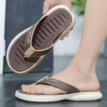 Summer Men s Flip-flops Massage Granule Men Slippers Comfortable Beach Sandals Men Casual Shoes House Flip Flops Bathroom Shoes 40-41 чёрный