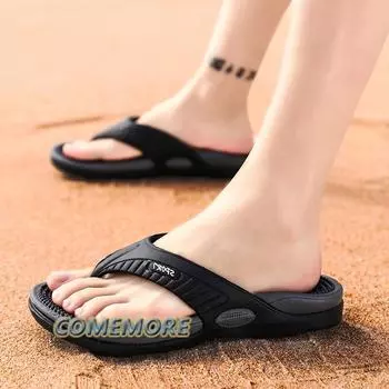 Summer Men s Flip-flops Men Slippers Comfortable Beach Sandals Men Casual Shoes House Bathroom Shoes Fashion Classic Large Size 40 чёрный