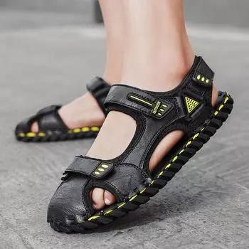 Summer Men s Handsewn Breathable Casual Sandals Classic Men s Outdoor Comfortable Anti Slip Beach Shoes Soft Sole Baotou Shoes 38 коричневый