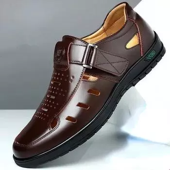 Summer Men s Hollow Leather Shoes Men s Formal Shoe Casual sneaker Sports shoes men Breathable Driving Shoes man tenis hombres 39 чёрный
