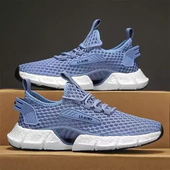 Summer men s new breathable mesh shoes teen fashion trend casual trendy shoes real popcorn sports shoes 39 бежевый