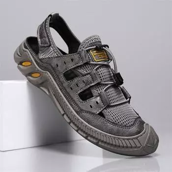 Summer Men s New Casual Shoes Hollow and Breathable Outdoor Beach Sandals Versatile Non-slip Slip-on Men s Casual Sports Shoes 39 чёрный
