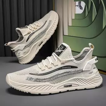 Summer Men s New Mesh Breathable Versatile Platform Anti Slip Soft Bottom Lightweight Sneakers Casual Trendy Shoes Trainer Men 39 серый