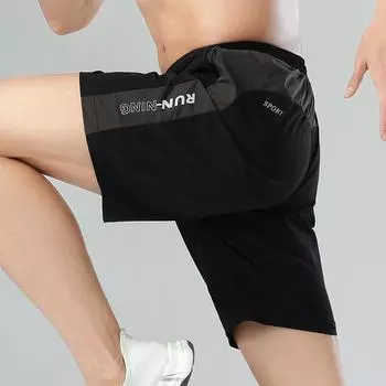 Summer Men s Nylon Ice Silk Loose Casual Five Quarter Shorts Running Fitness Quick Drying Sports Shorts Men’s M чёрный