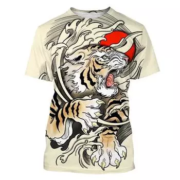 Summer Men s Personalized Cool 3D Printing Fashion Tiger T-shirt Tops Men and Women Kids Funny T shirt 6XL S