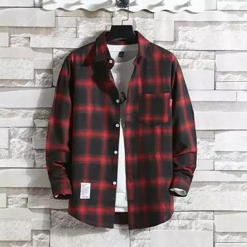 Summer Men s Plaid Shirt Button Pocket Casual Fashion Elegant Long sleeve Shirt Turn Down Collar XXXXXL
