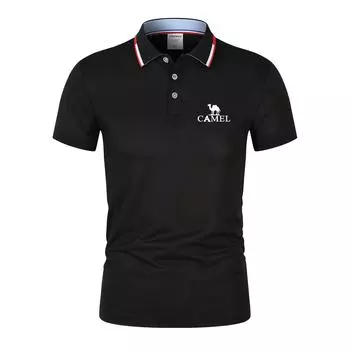 Summer Men s Polo Shirt Casual Breathable Quick Drying Slim Fit T-shirt Good Camel Pattern Lapel Business Fitness Outdoor S белый