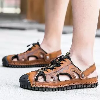 Summer Men s Sandals 2025 New Slippers Casual Shoes Fashion Trend Outdoor Large Size Baotou Beach Shoes 38