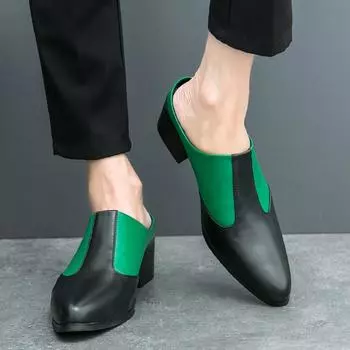 Summer Men’s Sandals Black Dress Close Toe Mules Clog Shoes Casual Stylish White Leather Slippers Sandals Plus Size EU: 38 чёрный