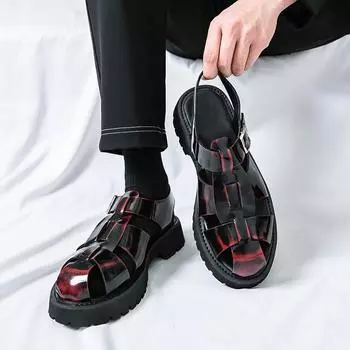 Summer Men’s Sandals Black Dress Close Toe Shoes Casual Stylish Leather Roman Sandals Plus Size EU: 38 чёрный