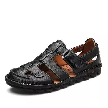 Summer men s sandals foreign trade large size leather sandals casual fashion men s sandals dad elderly shoes men s sandals 38 чёрный