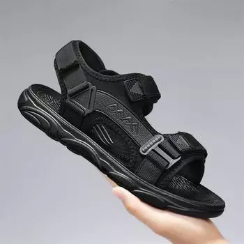 Summer Men s Sandals High Quality Outdoor Shoes Lightweight Comfy Non-slip Walking Sneakers Casual Shoes Moccasins Beach Sandals 39 чёрный