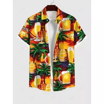Summer Men s Shirt 3D Print Hawaii Shirts Button Up Beach Vacation Shirts Short Sleeve Shirt Casual Shirts For Men S