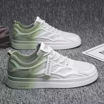 Summer Men s Shoes Fashion Mesh Casual Sneakers Platform White All-match Breathable Running Shoes Male Flat Lace-up Tennis Shoe 39