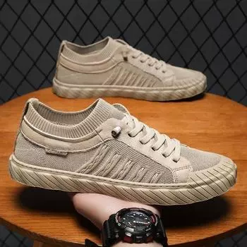 Summer men s shoes new breathable canvas shoes men s construction site work Korean version versatile non-slip sports casual board shoes men 39