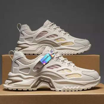 Summer men s shoes new breathable mesh sports shoes men s trend versatile platform casual running dad shoes 39