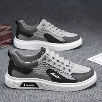 Summer men s shoes new breathable mesh shoes hollow canvas shoes men s trend versatile sports and leisure board shoes white shoes men 39