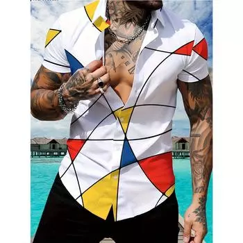 Летняя мужская рубашка с коротким рукавом, повседневная и удобная рубашка. S