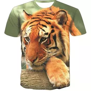 Summer Men s T-shirt 3D Animal Print Loose Round Neck Short Sleeve Tops Men 4594 S