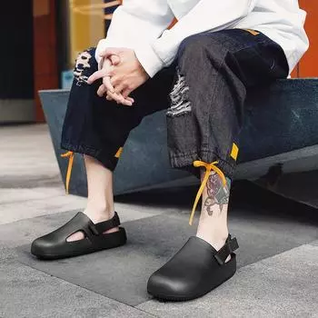 Summer Men s Thick Soled Slippers Casual Outdoor Breathable Sandals EVA Slippers Beach Hollow Comfortable Slippers Men s Style 40 хаки