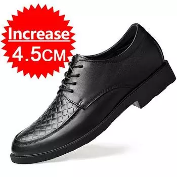 Summer Men s Trendy Shoes Thick Soled Cowhide Leather Increased Height Shoes High-end Business Men s Casual Shoes Big Size 36-47 36