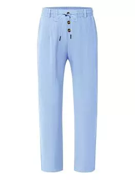 Summer Men s White Linen Pants - Casual Breathable and Perfect for Beach and Daily Wear Straight Leg Design S синий