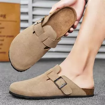 Summer Men Sandals Leather Men s Sandals Women Slippers Non-Slip Outdoor Beach Casual Shoes Zapatos Hombre Durable Luxury Shoes 36 коричневый