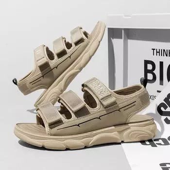 Summer Men Shoes Leather Sandals Sale Waterproof Slip On Casual Male Soft Men s Sandals Sole Beach Slippers Sandalias 39 чёрный