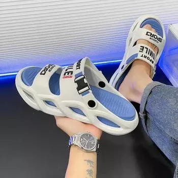 Summer Men Slippers Non-Slip Mens Sandals Outdoor Beach Shoes Soft Casual Shoes Platform House Indoor Shower Bathroom Slippers 38-39 синий