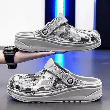 Summer Men Slippers Platform Outdoor Clogs Shoes Women Beach Sandals Male Soft EVA Indoor Home Slides Lover Flip Flops sandalias 40 хаки